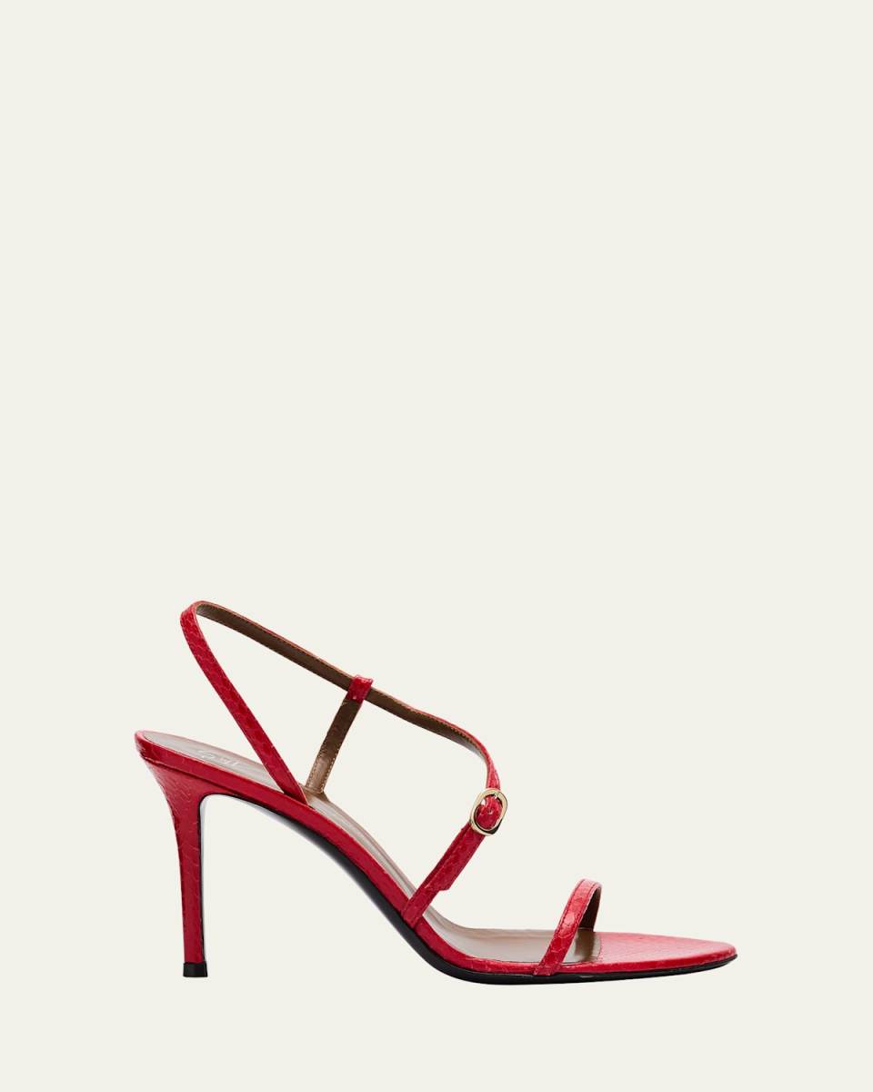 Snakeskin Ankle Strap Stiletto Sandals